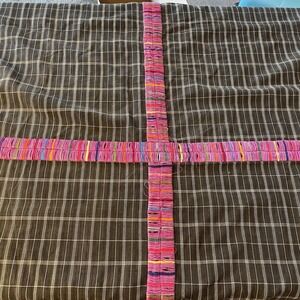 Sanders Imports 100% Cotton Material Black And‎ White Plaid With Purple And Pink